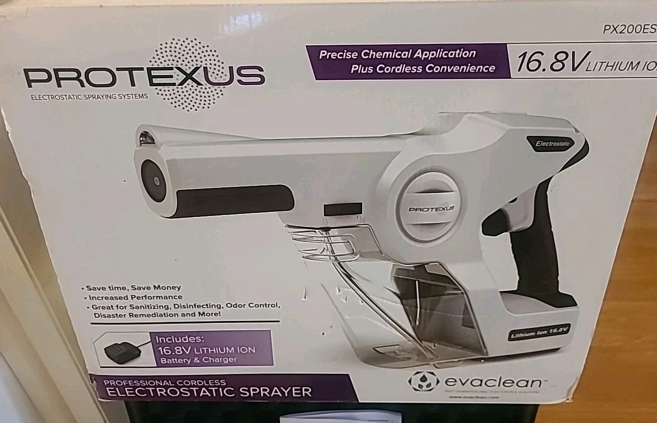 Electrostatic Handheld Sprayer Protexus PX200ES Cordless w/ Battery Charger Case